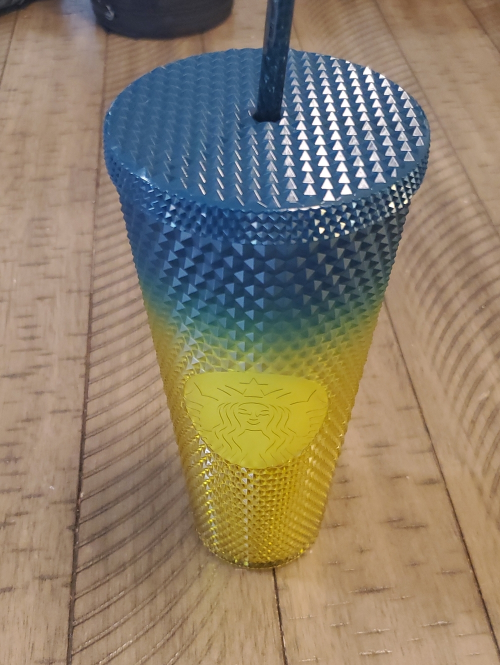 Starbucks Blue to Yellow Studded Ombre Tumbler with Straw